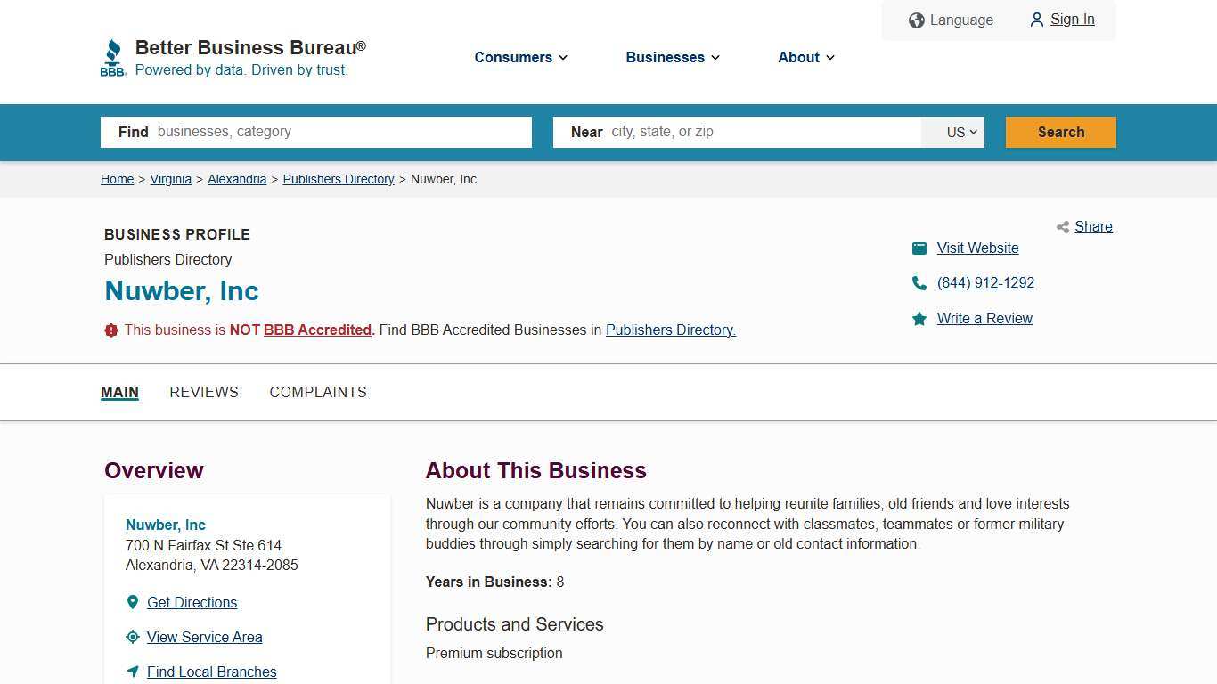 Nuwber, Inc BBB Business Profile Better Business Bureau